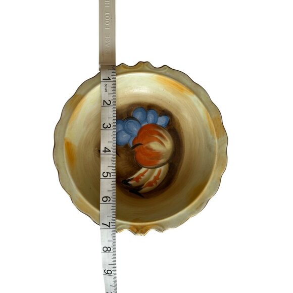 Hand-Painted Ceramic Scalloped Bowl With Fruit Design Trinket Dish - Picture 6 of 8